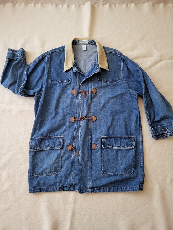 Venezia Jackets & Blazers - Vintage Long Denim Chore Coat Women's Size 22/24 Cotton Hong Kong